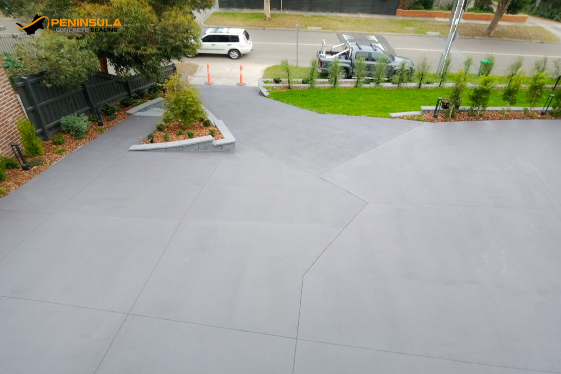 Concrete after professional painting in Gunmetal grey