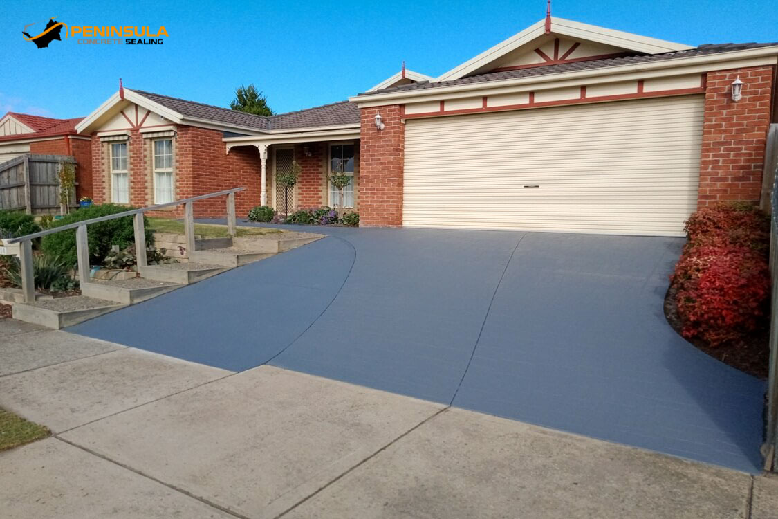 Mixed outdoor concrete after industrial coating resurfacing Basalt Carrum Downs