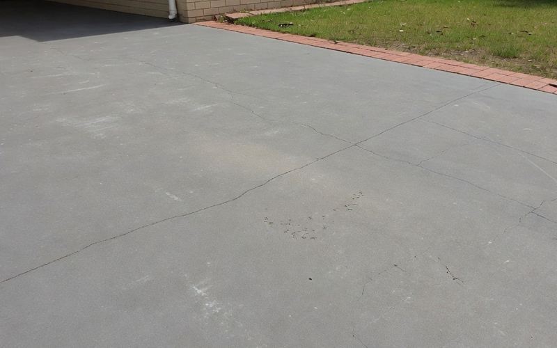 Exposed cracks in a concrete driveway before professional repair