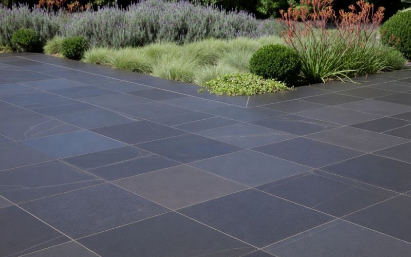 Beautifully sealed natural stone paving on the Mornington Peninsula