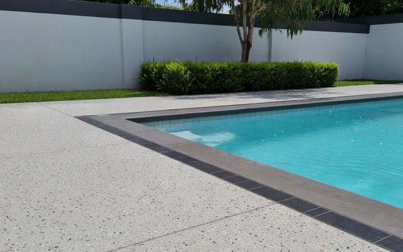 Non-slip sealed pool area paving