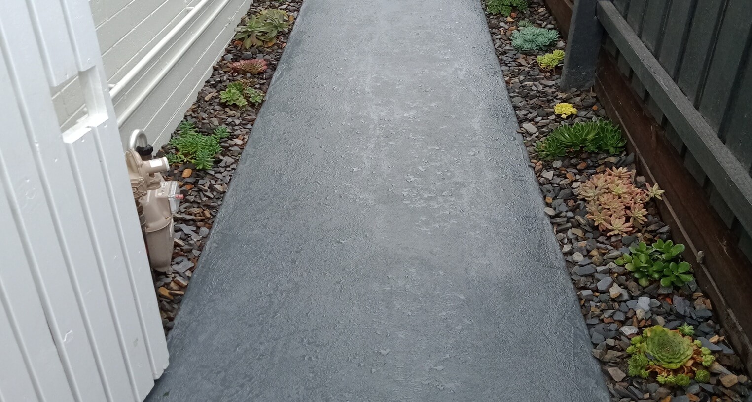 Pathway painting service completed next to plants