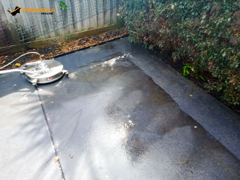 during the process of cleaning a driveway